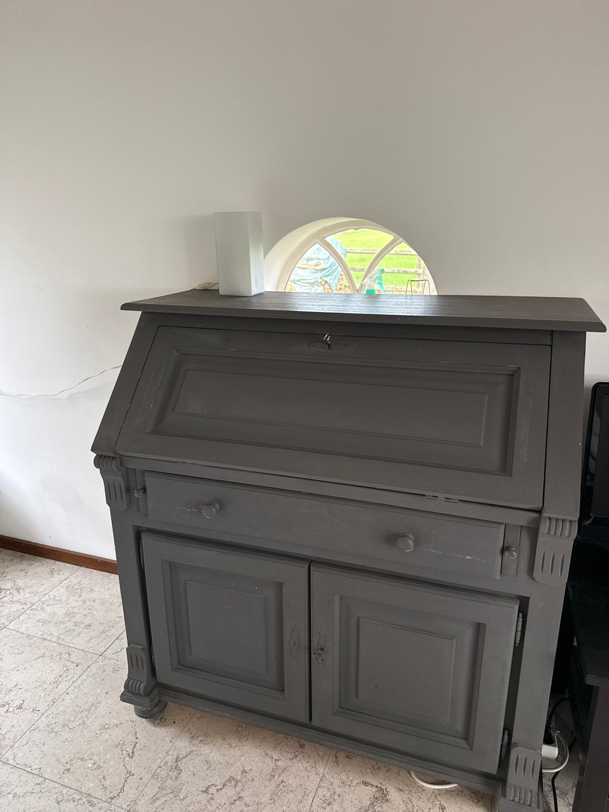 prachtige vintage secretaire bureau - Grijs geverfd, Ophalen