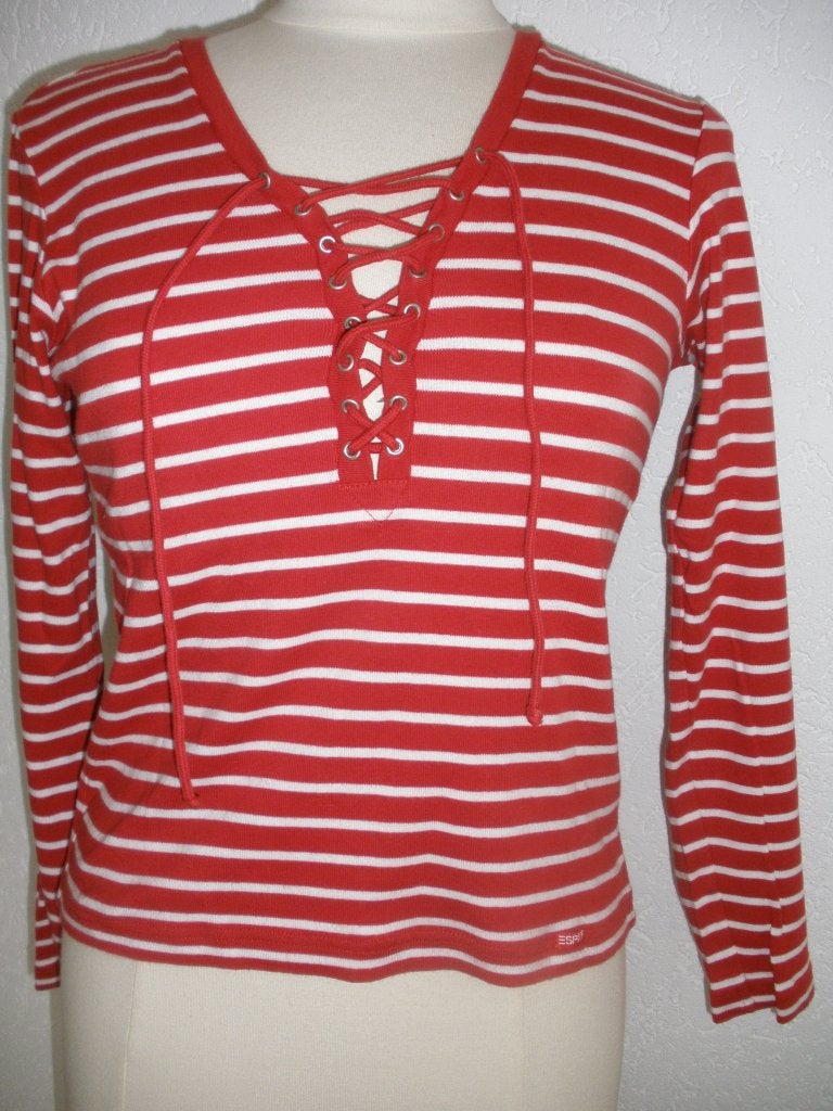 ESPRIT t- shirt rood wit streep maat M, Kleding | Dames, T-shirts, Zo goed als nieuw, Maat 38/40 (M), Rood, Korte mouw, Ophalen of Verzenden