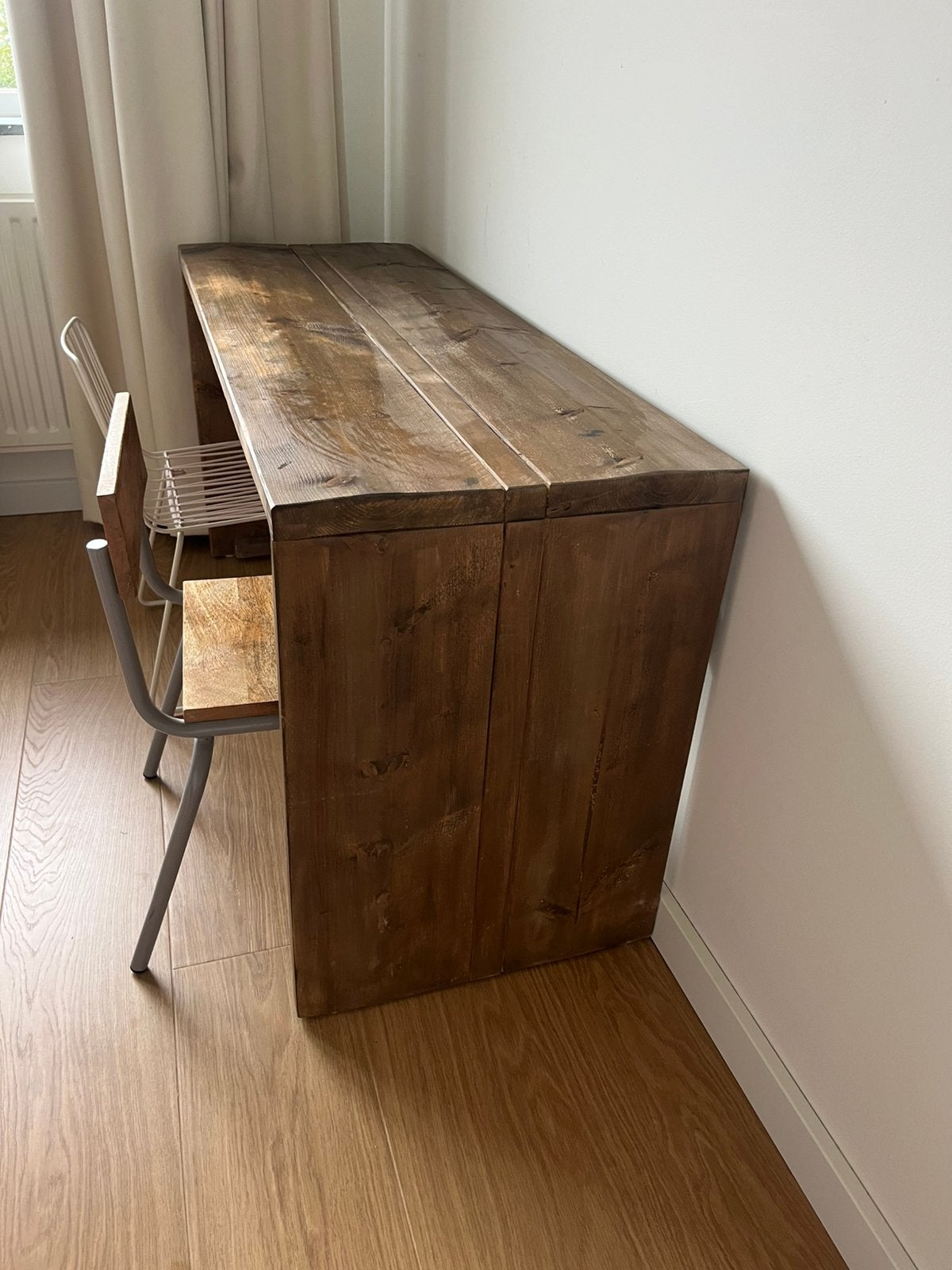 Kinderbureau steigerhout + 2 kinderstoeltjes, Ophalen, Gebruikt, 120 cm, Hout