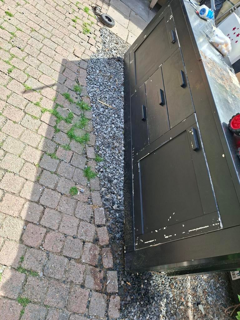 Zwarte opbergkast met lades en deuren, Huis en Inrichting, Kasten | Overige, Ophalen, Gebruikt