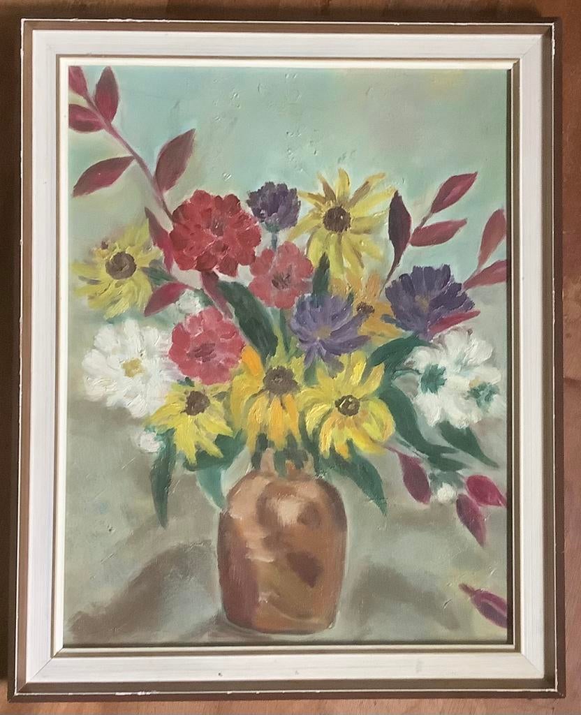 Stilleven, vanitas, schilderij, vaas met bloemen, boeket,, Antiek en Kunst, Kunst | Schilderijen | Klassiek, Ophalen of Verzenden