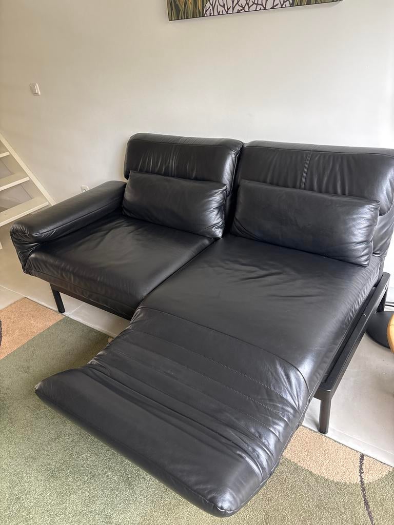 Rolf Benz Plura zwart leer design, Ophalen, Gebruikt, 150 tot 200 cm, Tweepersoons