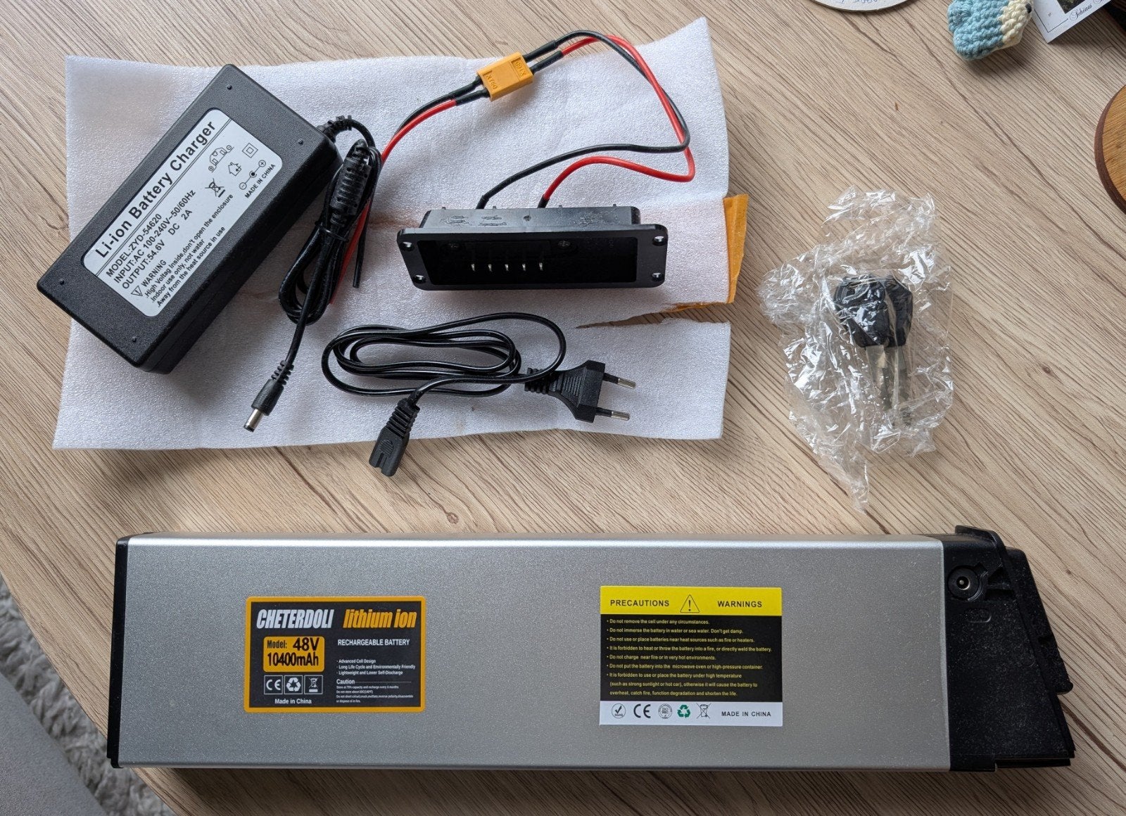 CHETERDOLI 48V 10400mAh Li-ion E-bike Accu met Lader, Ophalen, Nieuw