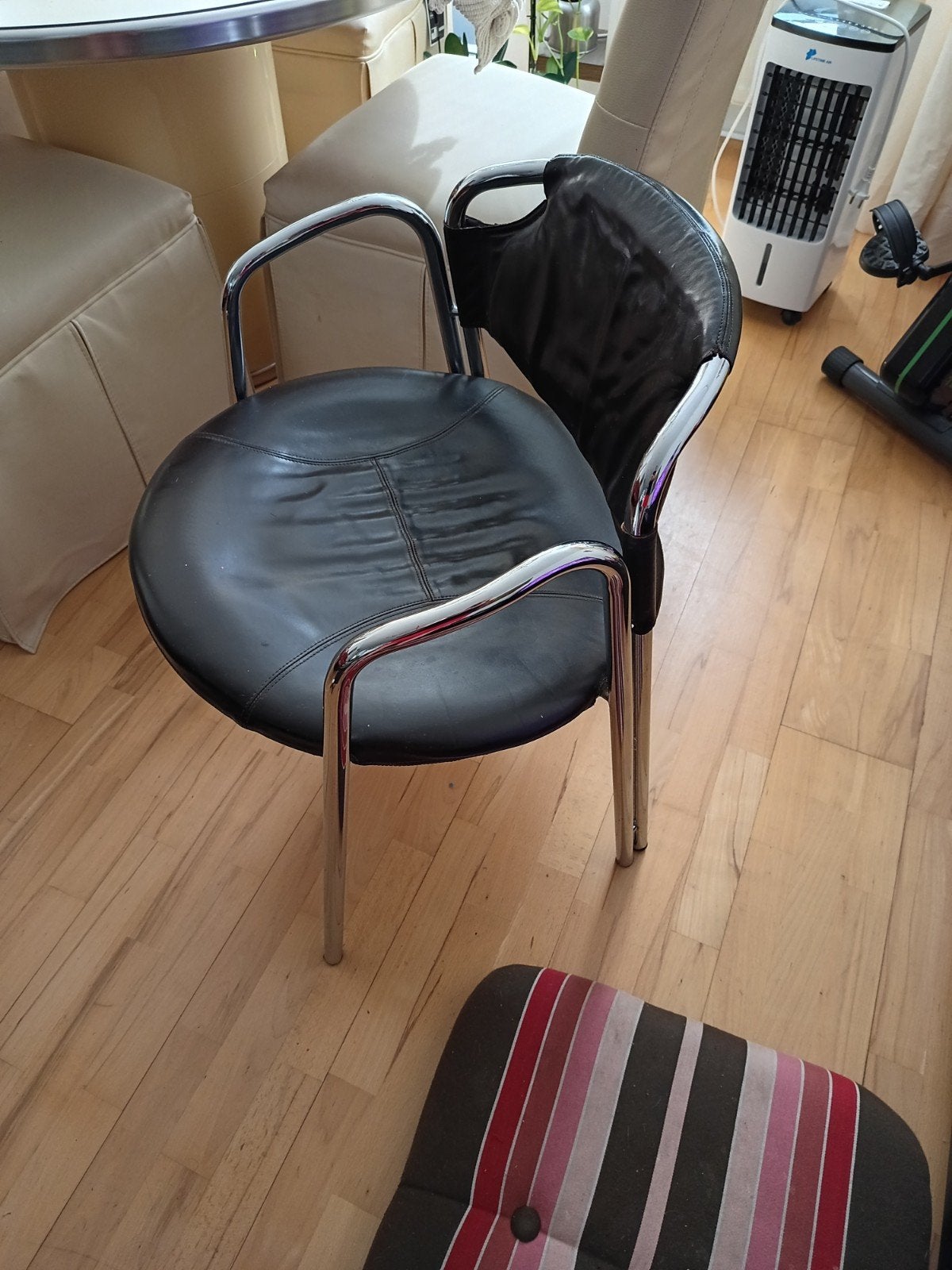 Vintage 1970's Gastone Rinaldi" La Dopietta" stoel, Ophalen, Gebruikt, Zwart, Leer