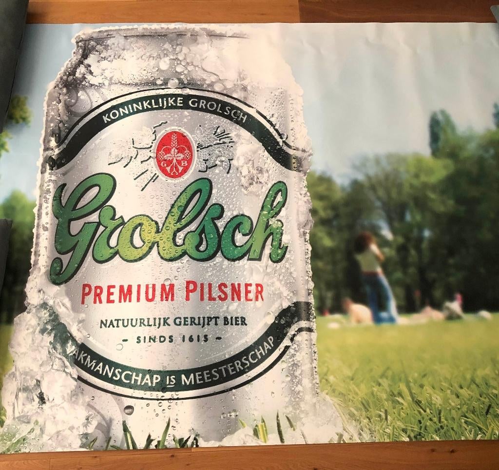 Grolsch Bier Poster. Groot formaat, topkwaliteit!, Ophalen, Zo goed als nieuw, Reclamebord, Plaat of Schild, Grolsch