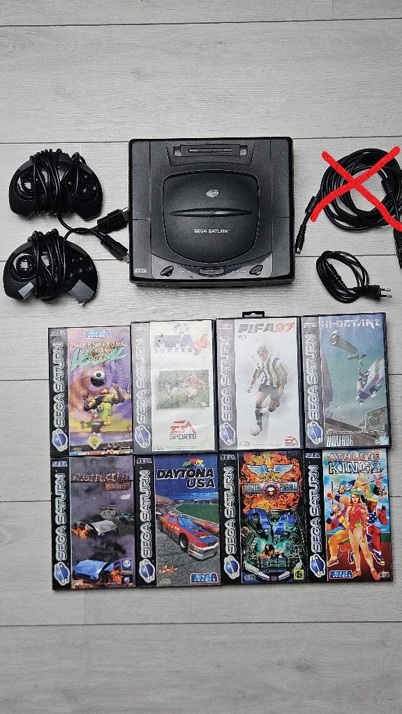 Sega Saturn + 2 controllers + 8 games (met handleidingen), Met games, Met 2 controllers, Ophalen of Verzenden, Zo goed als nieuw