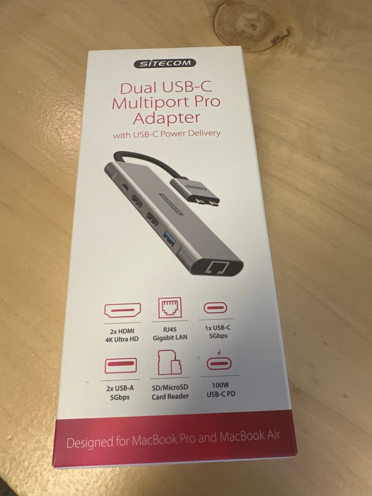 SITECOM Dual USB-C Multiport Pro Adapter voor MacBook, Computers en Software, Overige Computers en Software, Nieuw, Ophalen