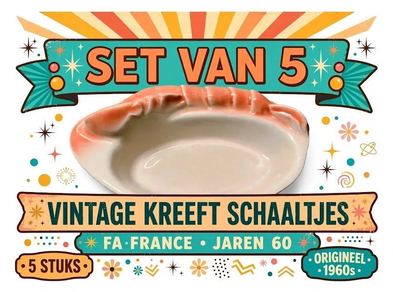 5  zeer zeldzame franse kreeeften schaaltjes., Antiek en Kunst, Curiosa en Brocante, Ophalen of Verzenden