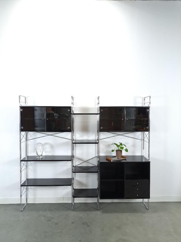 Deens design Denka modulaire kast met chromen houders, Overige houtsoorten, Gebruikt, Met deur(en), Ophalen of Verzenden