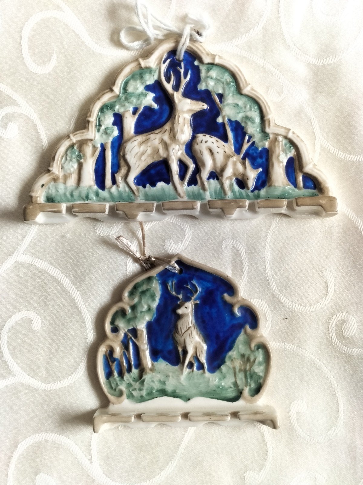 Hert 2 Vintage Lepelrekjes met Hertmotief aardewerk, Ophalen of Verzenden