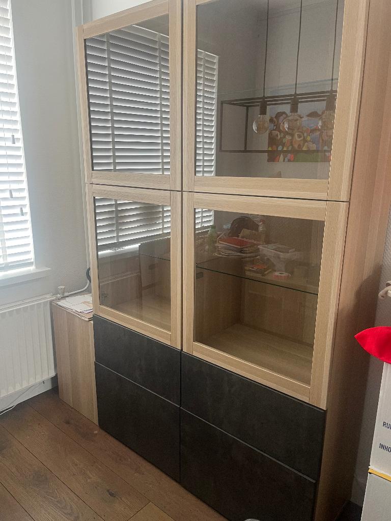 Vitrinekast, Huis en Inrichting, Kasten | Vitrinekasten, Zo goed als nieuw, 150 tot 200 cm, 50 tot 100 cm, 25 tot 50 cm, Met lade(s)