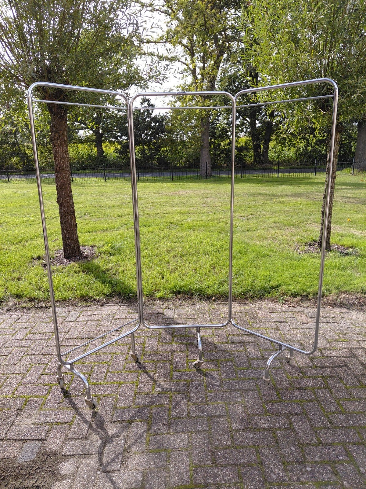 Vintage kamerscherm op wielen - chroom - Oostwoud, Ophalen, Gebruikt