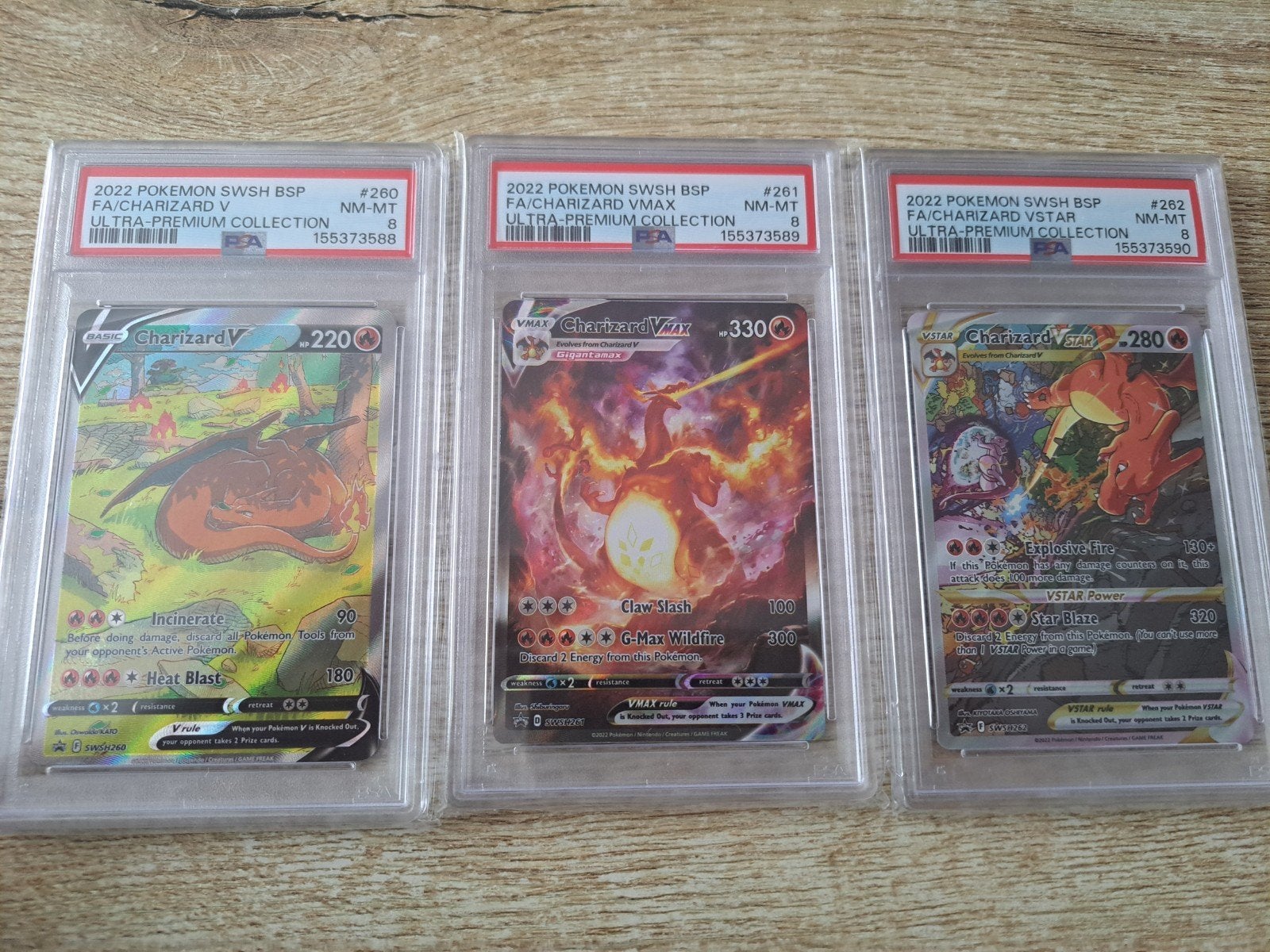 pokemon upc promo's charizard 3x psa 8, sequential gegraded, Hobby en Vrije tijd, Verzamelkaartspellen | Pokémon, Ophalen of Verzenden