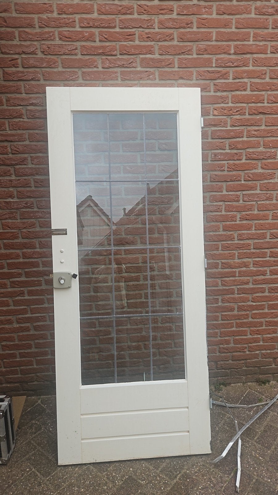 Buitendeur met enkel glas, 87,5x211,5 cm, Ophalen, Gebruikt, 80 tot 100 cm, Buitendeur