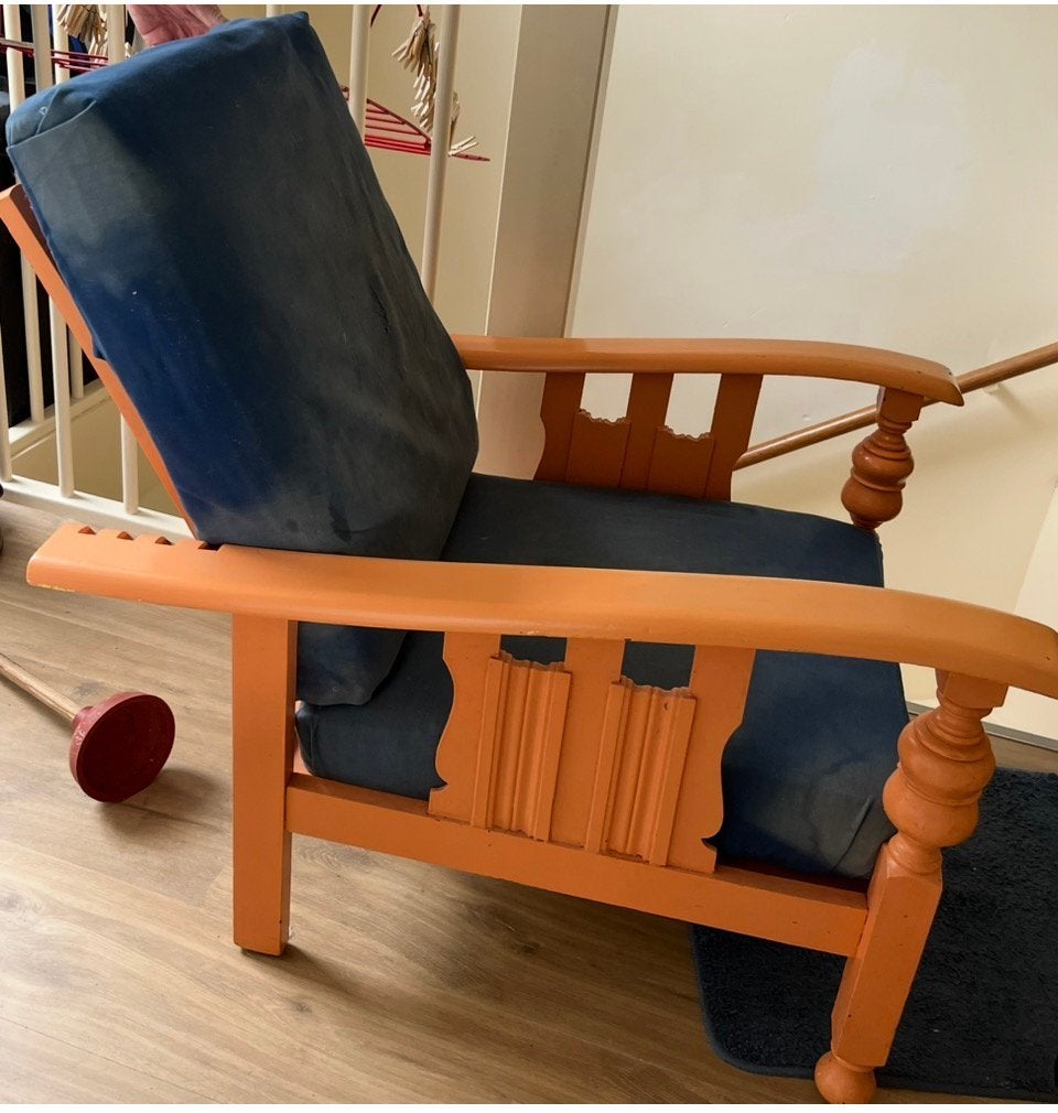Rookstoel, verstelbare rugleuning., Ophalen, Gebruikt, Bruin, Eén