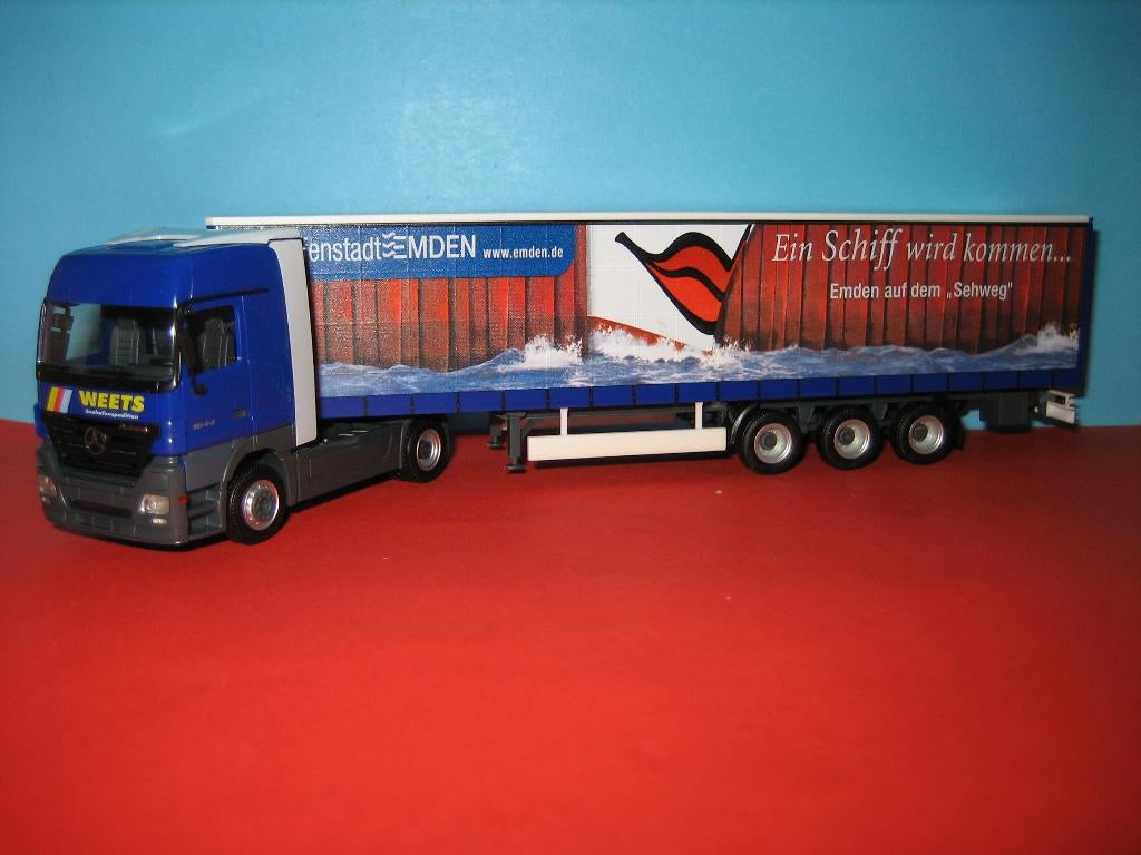 Weets  MERCEDES 1844 met oplegger  Herpa, Ophalen of Verzenden, Zo goed als nieuw, Bus of Vrachtwagen, Herpa