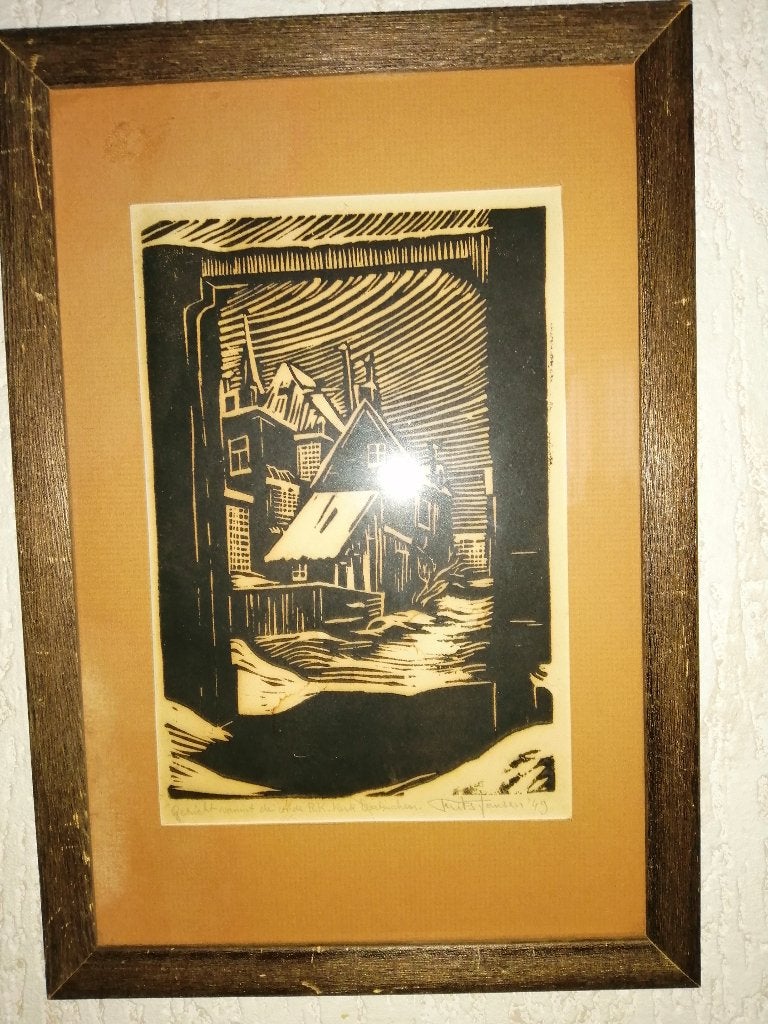 houtsnede R.K. Kerk Doetinchem - Frits Jansen, Antiek en Kunst, Ophalen of Verzenden, Overige onderwerpen, Overige techniek