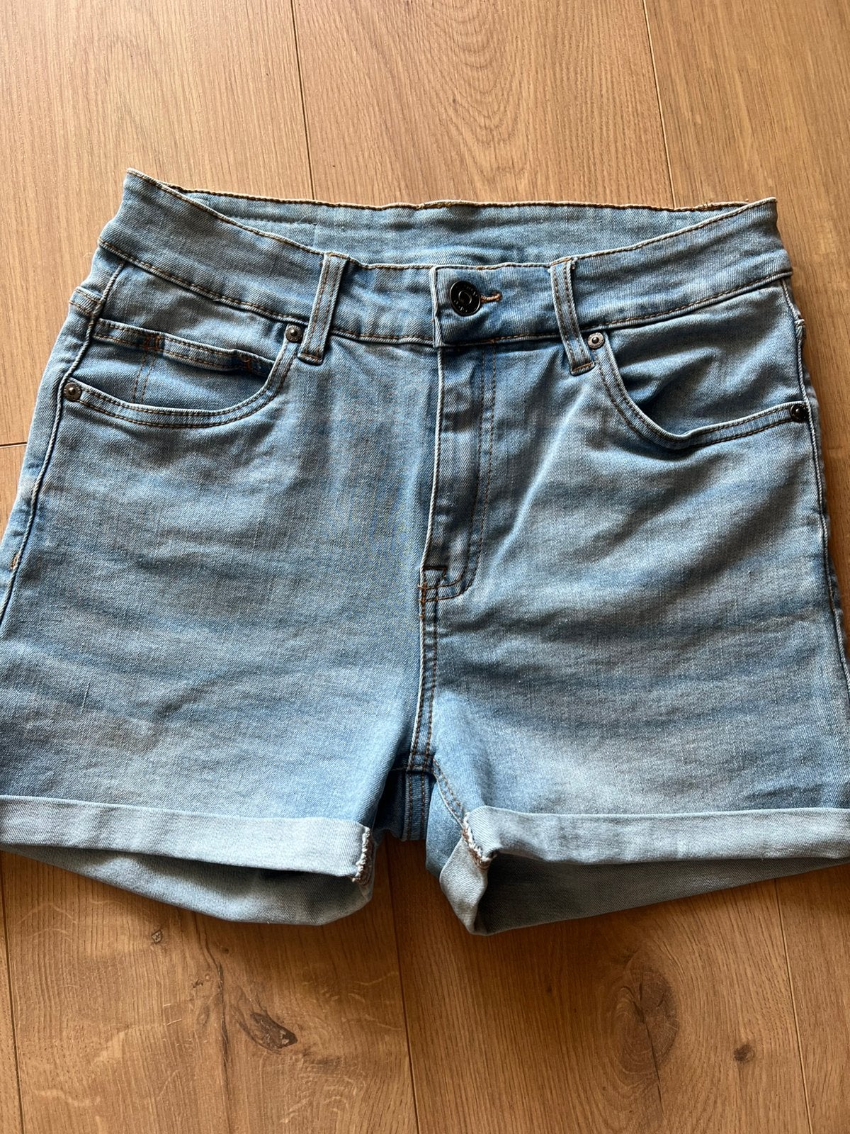 Korte rekbare spijkerbroek, maat 38, Ophalen of Verzenden, Zo goed als nieuw, Blauw, W32 (confectie 46) of kleiner