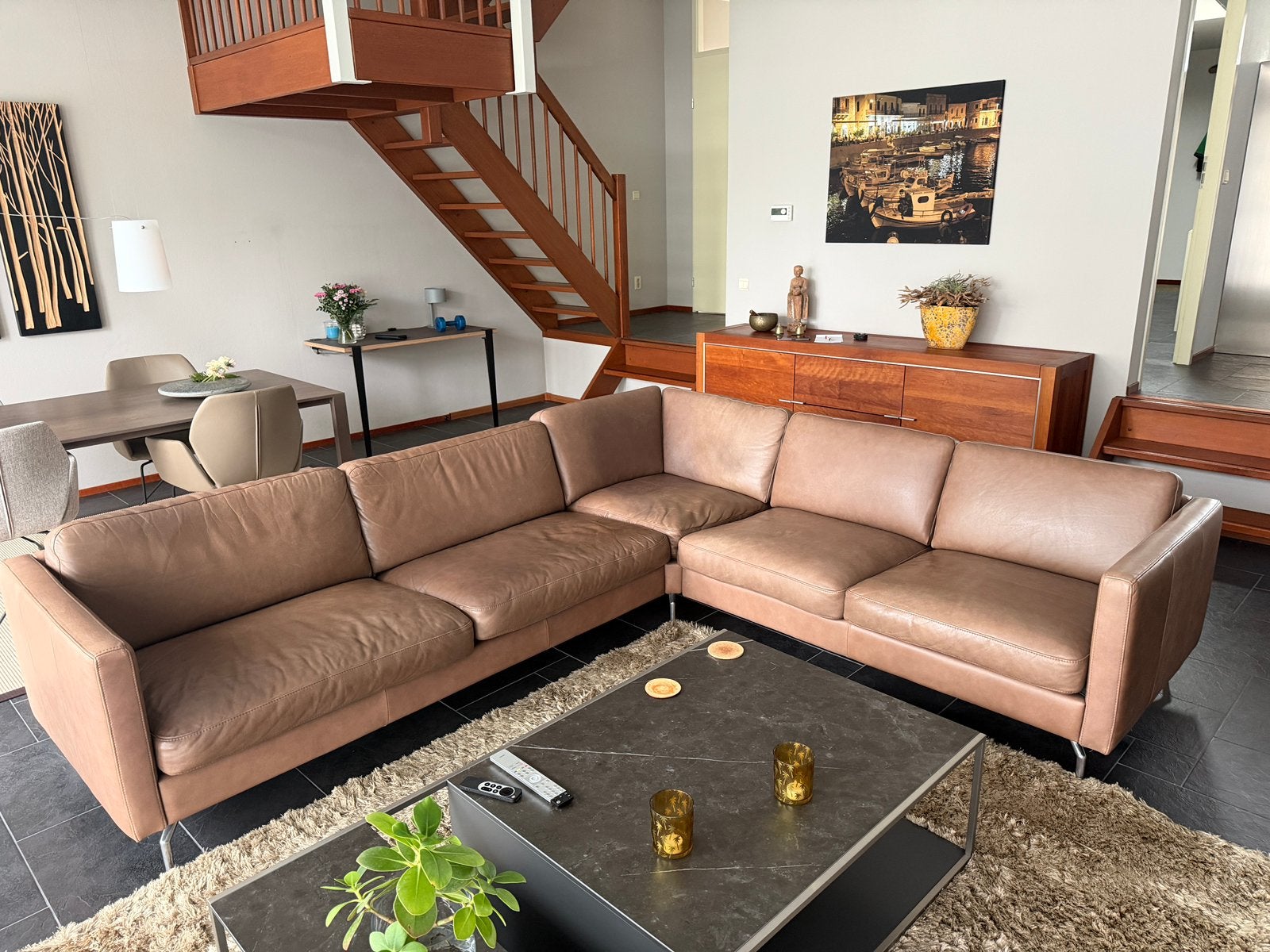 BoConcept hoekbank Leder, Ophalen, Gebruikt, Vierpersoons of meer, Leer