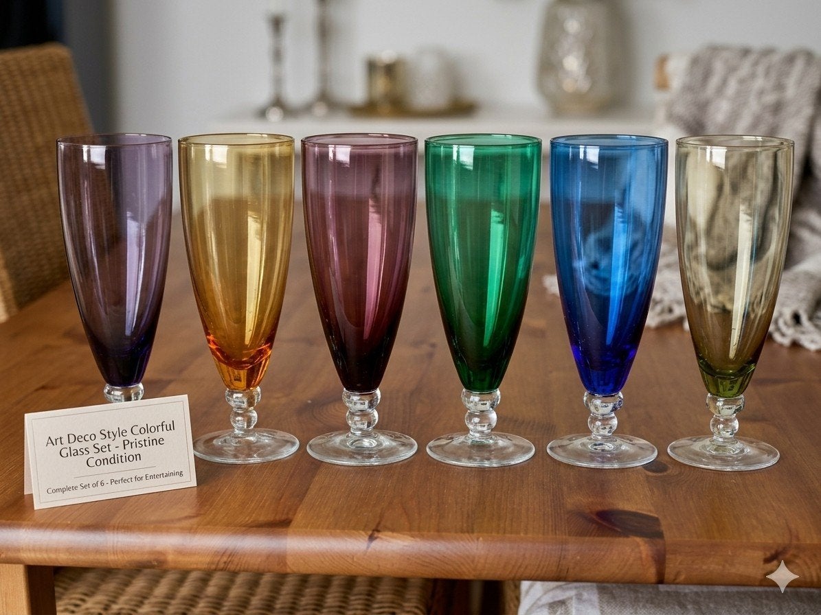 6x Vintage wijnglazen 'Carnaval' – Max Verboeket, Ophalen, Zo goed als nieuw, Overige typen