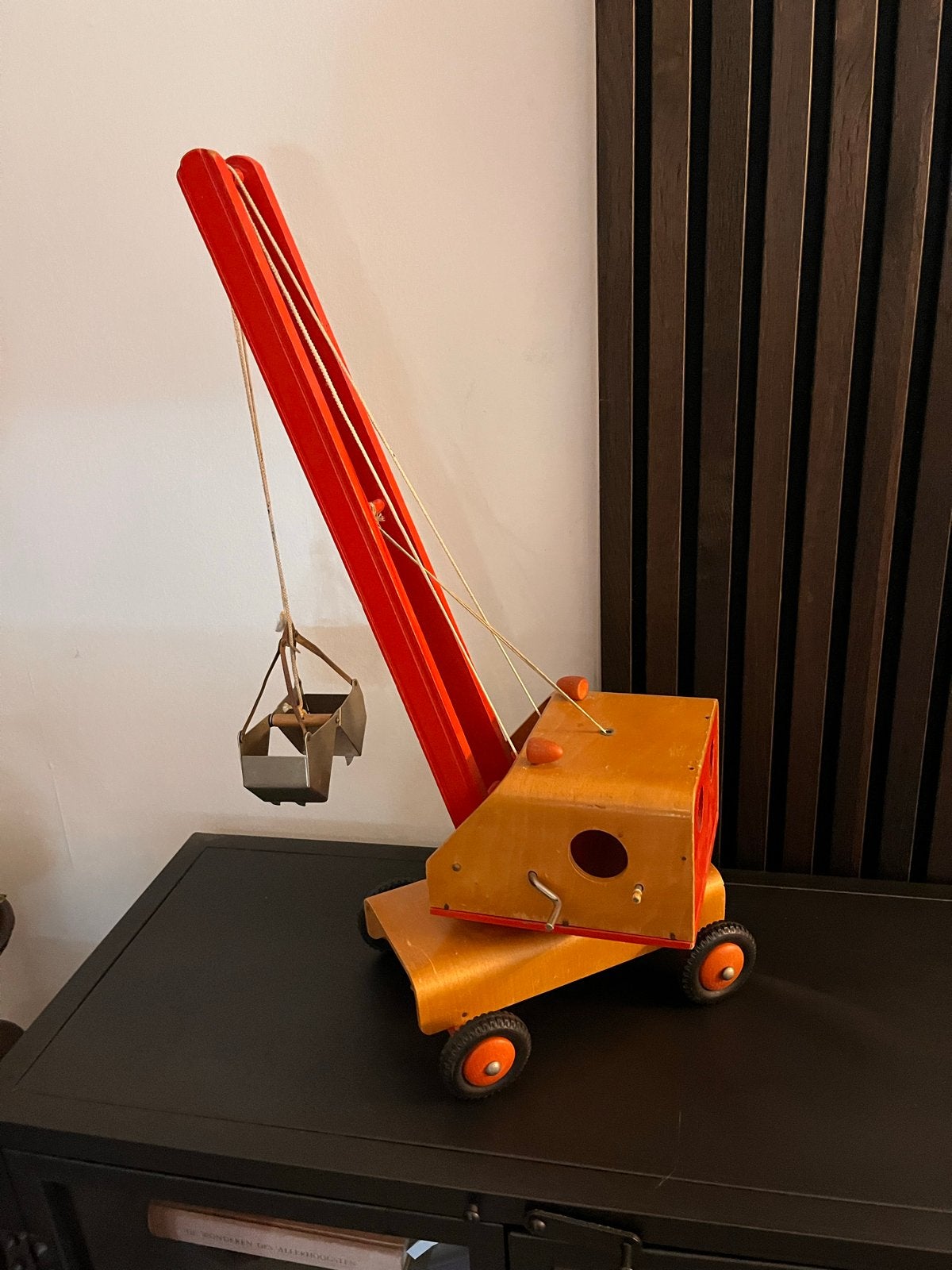 Vintage houten kraan met grijper - Speelgoed, Ophalen of Verzenden, Gebruikt, Overige typen