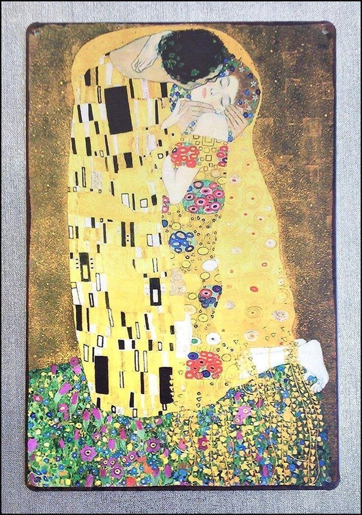 De Kus Gustav Klimt Metalen Wandbord Poster jugendstil, Verzenden
