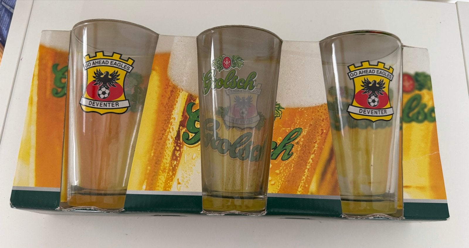 Grolsch glazen Go Ahead Eagles (3 stuks), Verzamelen, Ophalen, Nieuw