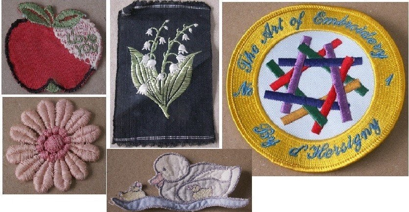 5x Opnaaiembleem patche eendje, lelie, appel, bloem, art of, Hobby en Vrije tijd, Ophalen of Verzenden, Nieuw
