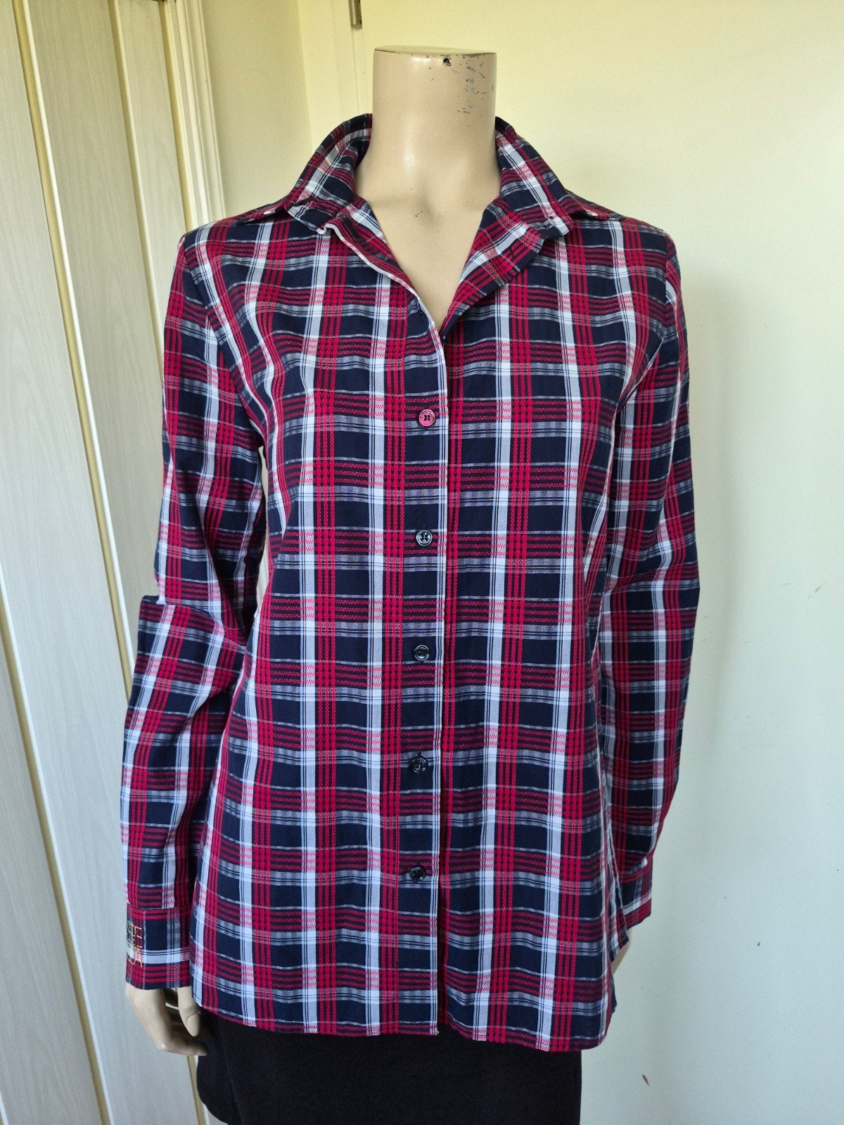 Stella Jean Italy blouse/overhemd ruit maat IT44 NL38, Ophalen of Verzenden, Zo goed als nieuw, Maat 38/40 (M), Rood