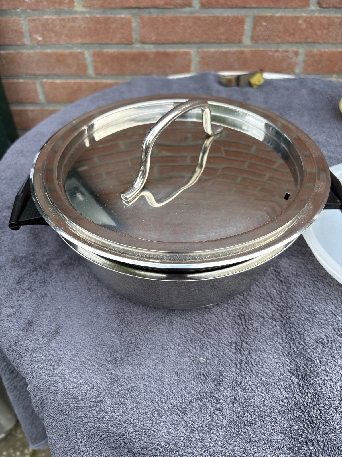 Rena Ware 3L pan met bain-marie functie, Met deksel, Ophalen of Verzenden, Zo goed als nieuw, Rvs