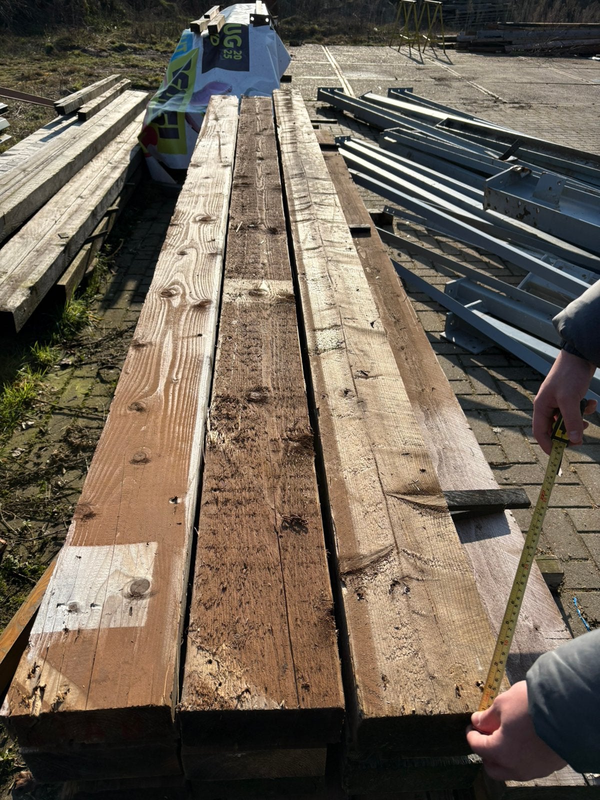 Houten balken, Tuin en Terras, Ophalen, Zo goed als nieuw, 250 cm of meer, Balken