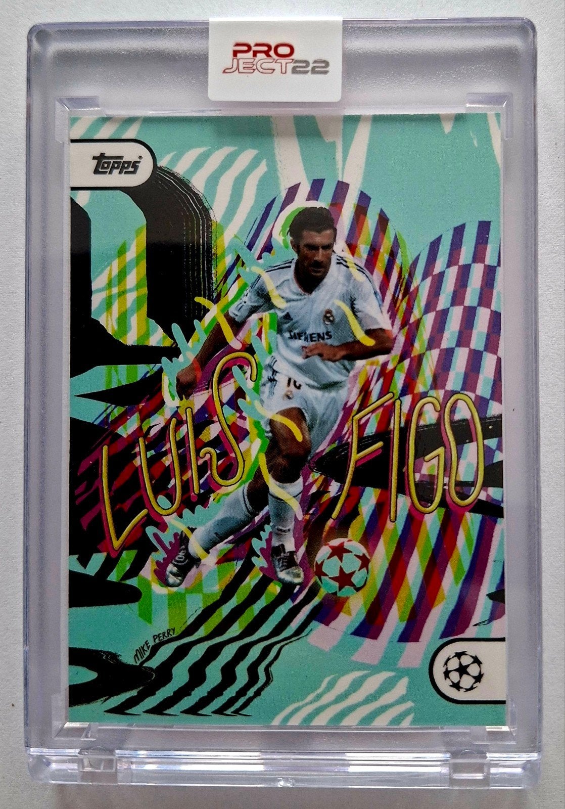 Topps Project 22 Luis Figo Real Madrid by Mike Perry SEALED, Ophalen of Verzenden, Zo goed als nieuw, Buitenlandse clubs, Spelerskaart