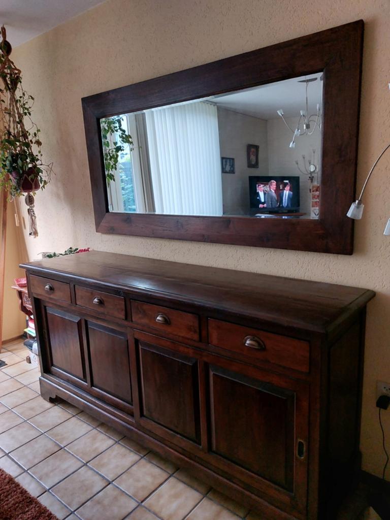 Mooi zwaar houten dressoir met spiegel bijna gratis!, Ophalen, Gebruikt, 25 tot 50 cm, 150 tot 200 cm