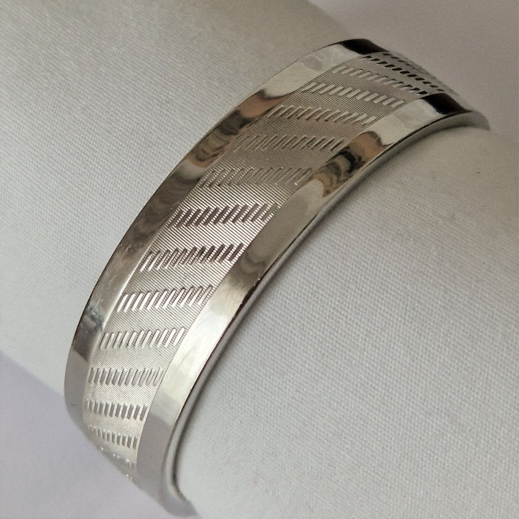 Brede zilveren armband - Gemerkt - 70s, Ophalen of Verzenden, Gebruikt, Zilver, Zilver