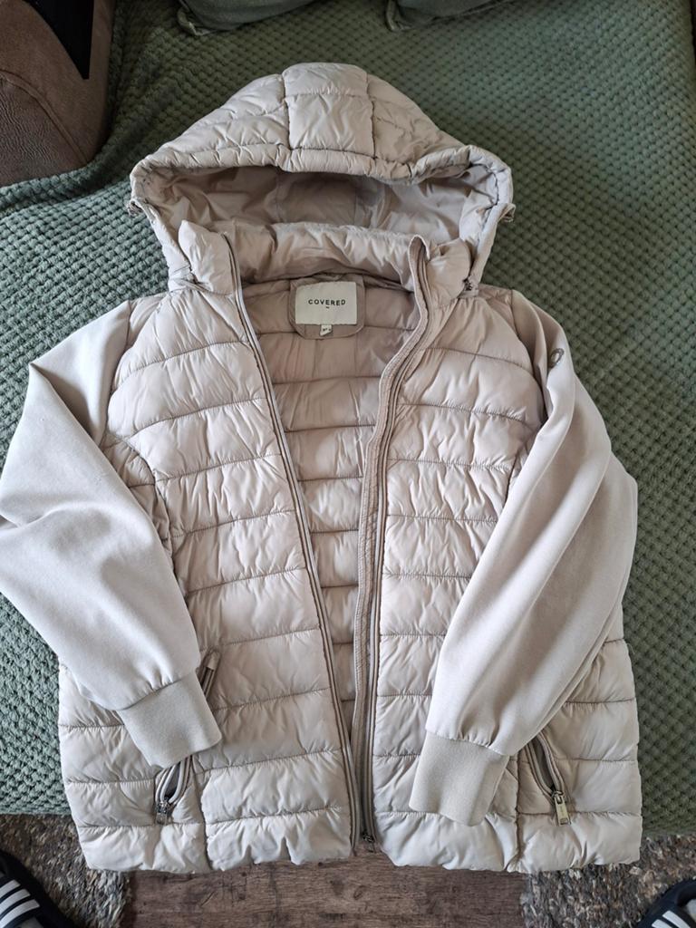 Covered gewatteerde jas met afneembare capuchon, Kleding | Dames, Beige, Maat 46/48 (XL) of groter, Ophalen of Verzenden, Zo goed als nieuw