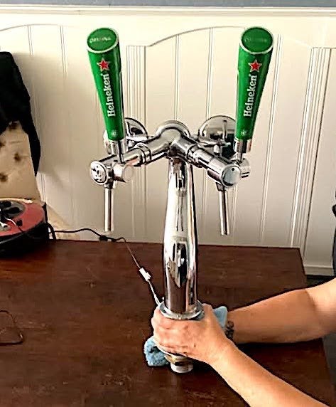 Te koop originele dubbelen Heineken tapkraan .tapzuil ., Ophalen of Verzenden, Zo goed als nieuw