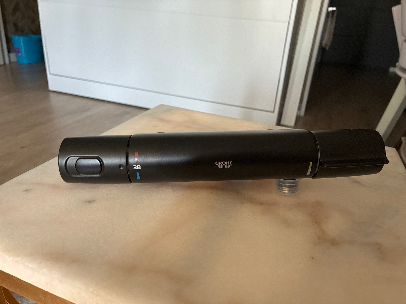 Grohe thermostaatkraan zwart 12 cm hartafstand, Doe-het-zelf en Verbouw, Sanitair, Verzenden, Gebruikt, Chroom, Douche