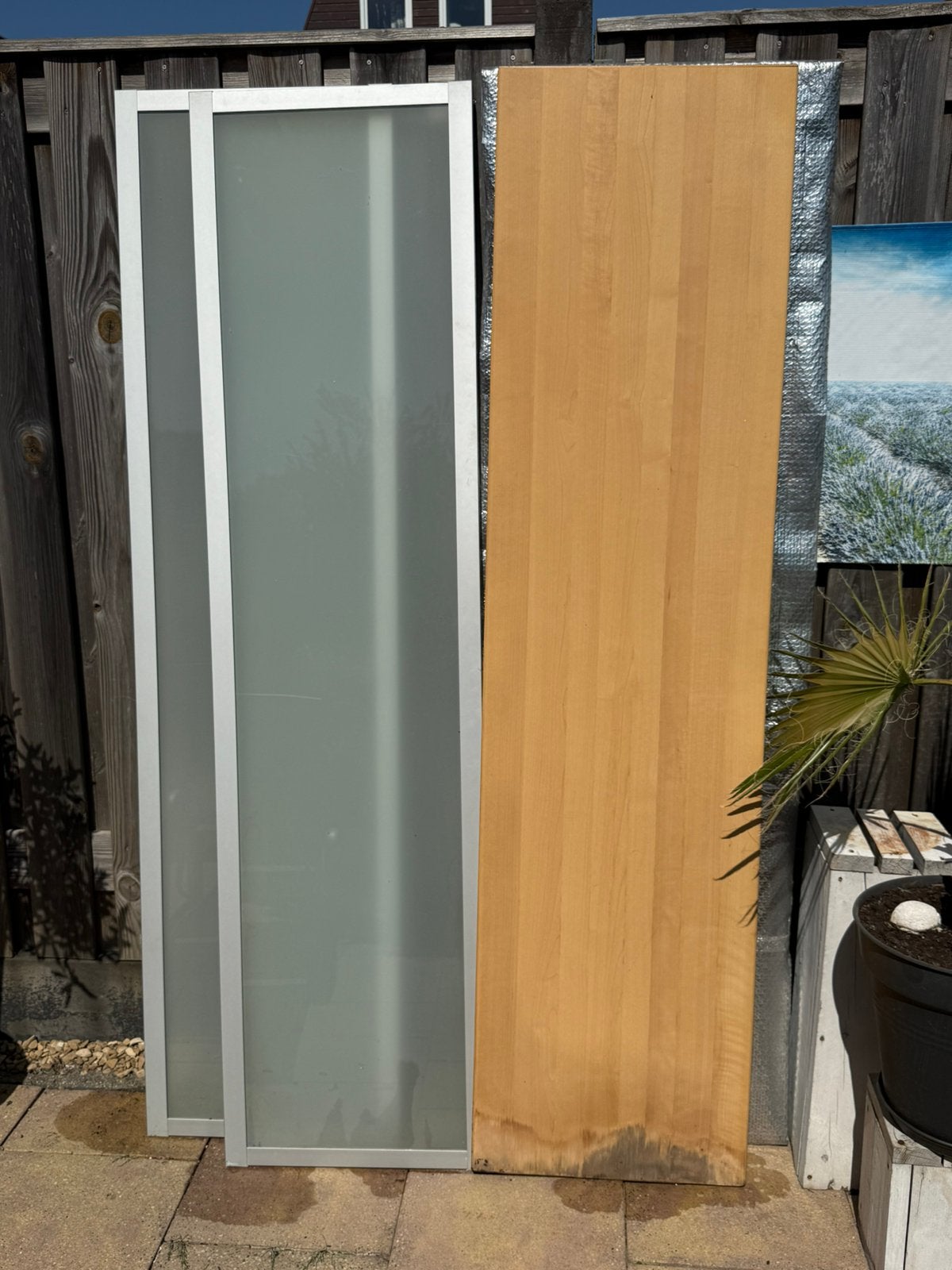 3 Glazen pax kast deur en 1 houten, Ophalen, Gebruikt, 80 tot 100 cm, Binnendeur