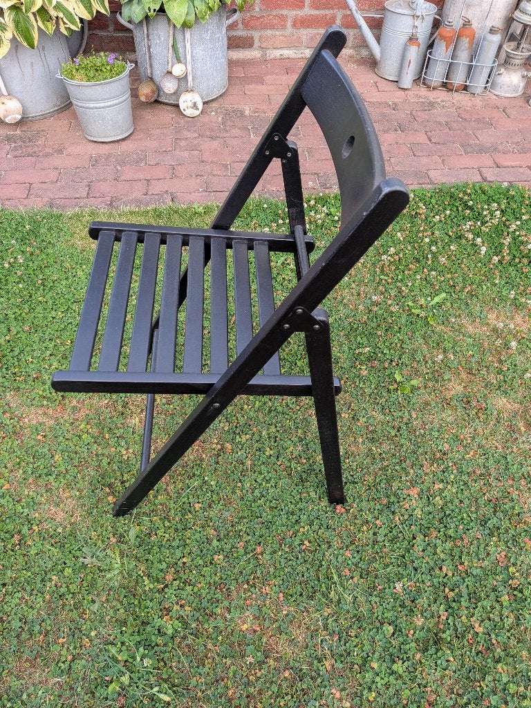 Zwarte klapstoel, Ophalen, Gebruikt, Zwart, Eén