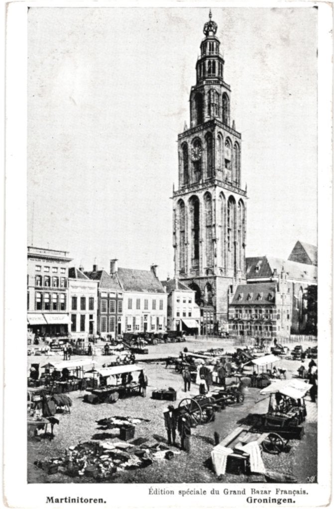 936156 Groningen Markt Martinitoren 1906 Gelopen met zegel