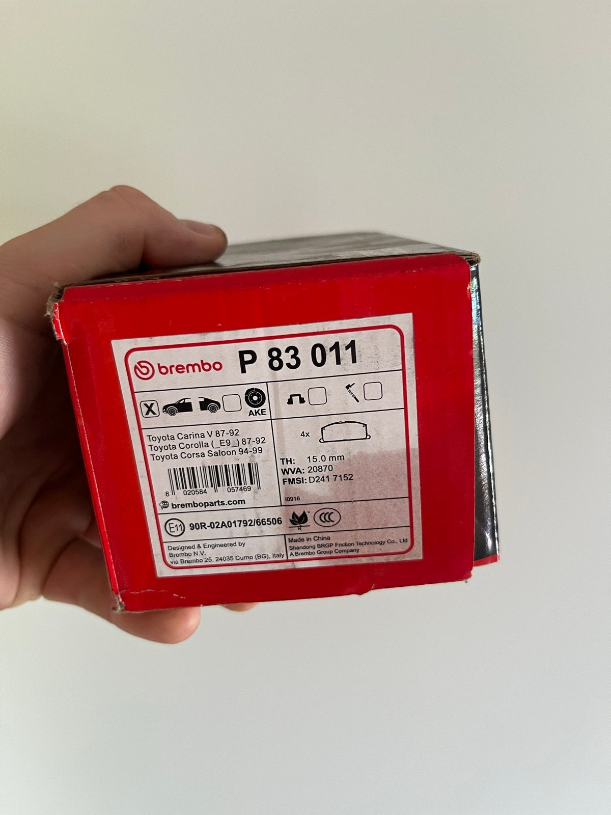 Nieuwe Brembo remblokken Toyota Corolla (E9) 87-92, Ophalen of Verzenden, Nieuw, Toyota