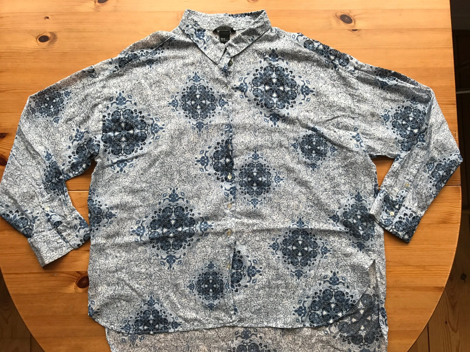 Nieuwe 38 H&M blauwe oversized blouse barok print egf, Maat 38/40 (M), H&M, Blauw, Ophalen of Verzenden