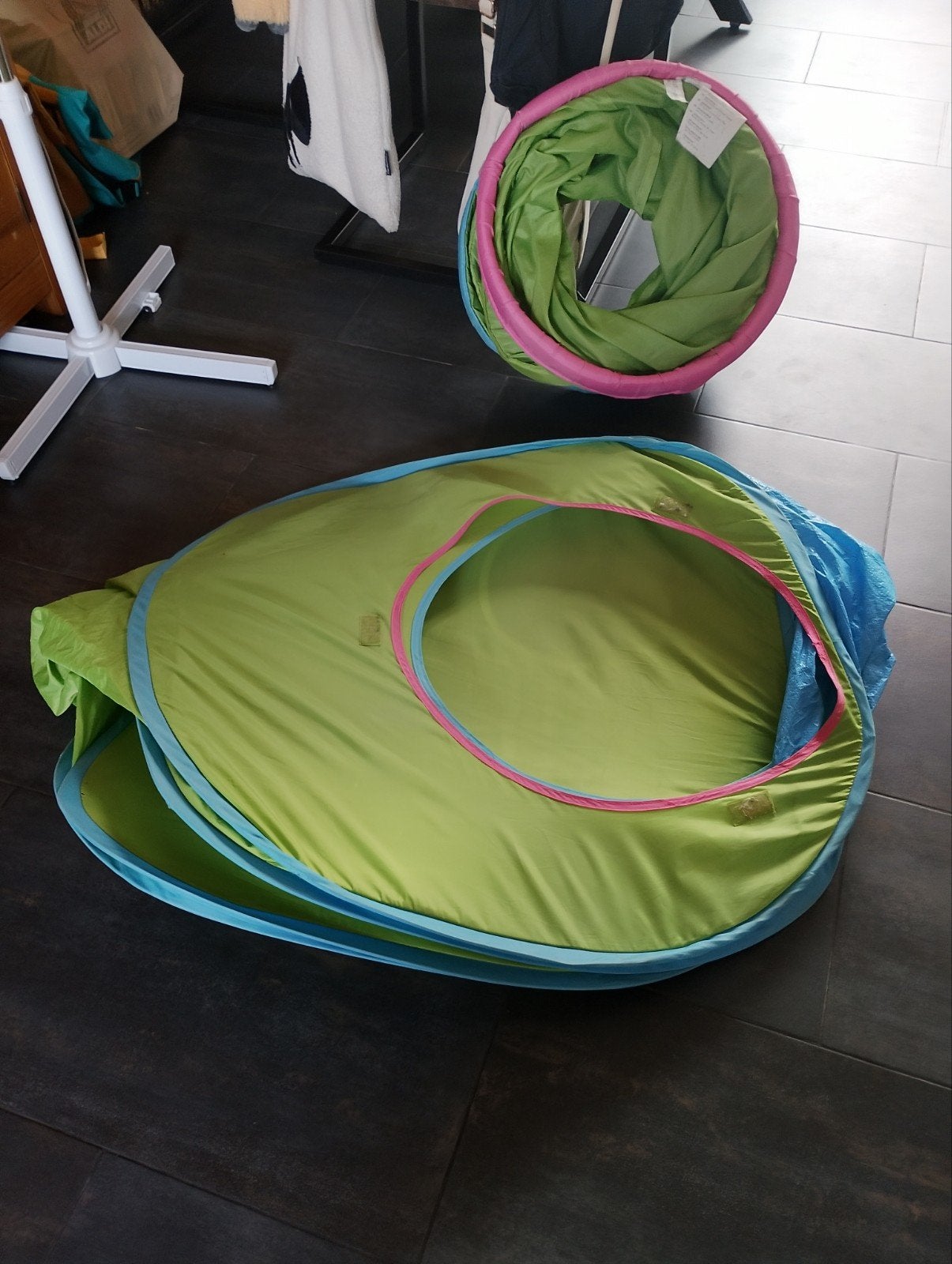 Speeltent met tunnel voor kinderen - Groen/Blauw/roze, Ophalen, Gebruikt, Overige materialen
