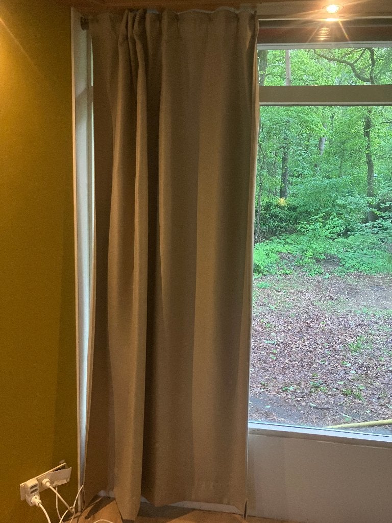 Gordijnen, Ophalen, 200 cm of meer, Beige, Zo goed als nieuw