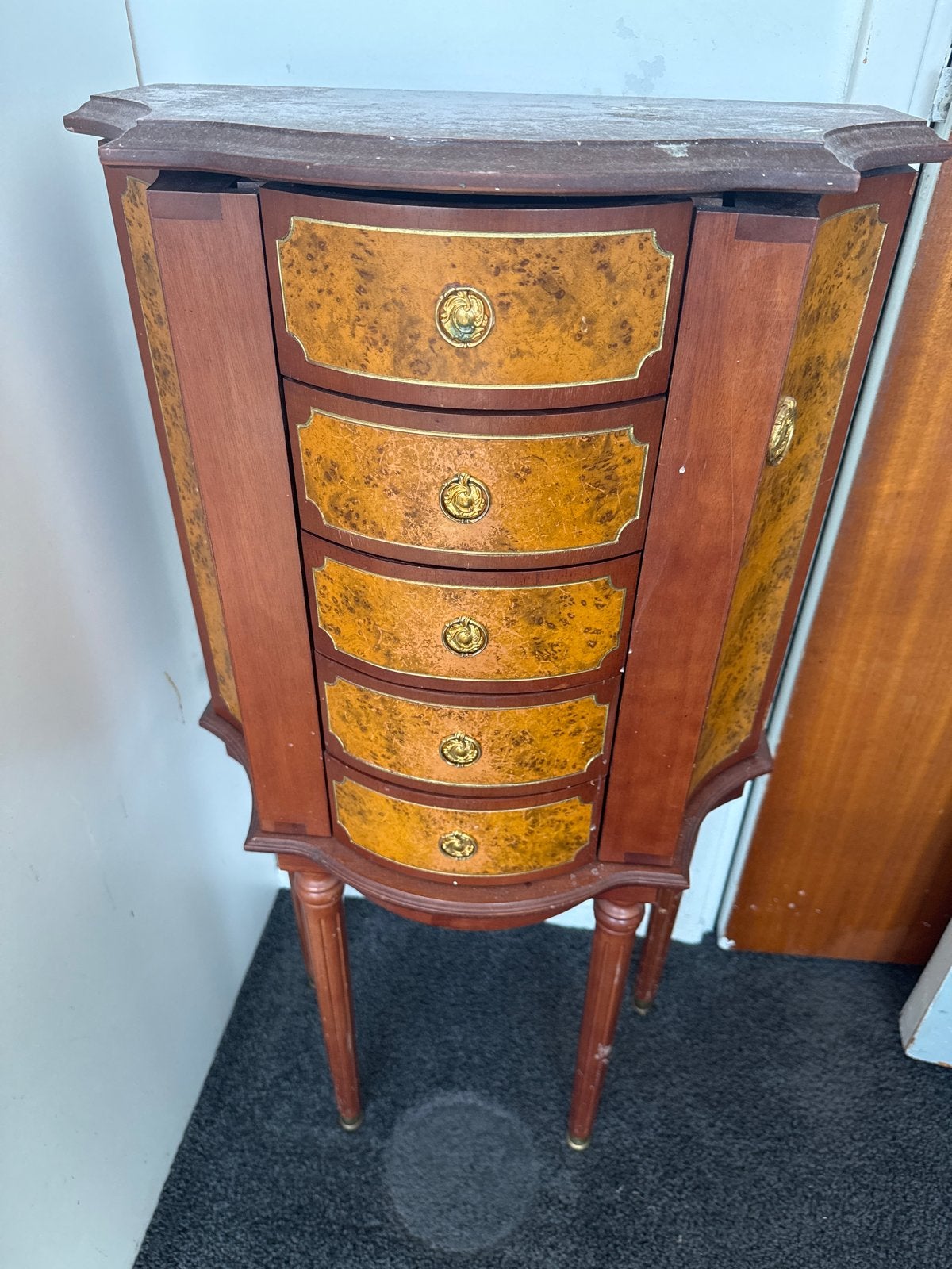 Vintage sieradenkastje met spiegel en lades, Antiek en Kunst, Ophalen of Verzenden