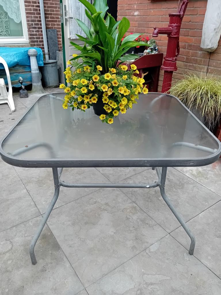 Retro tuintafel., Tuin en Terras, Ophalen, Gebruikt, Rechthoekig, Aluminium