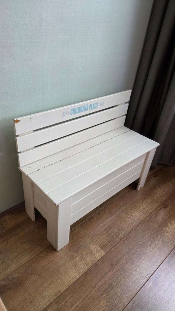 Witte kinderbank met opbergruimte - 'Childrens Place', Ophalen, Gebruikt, Stoel
