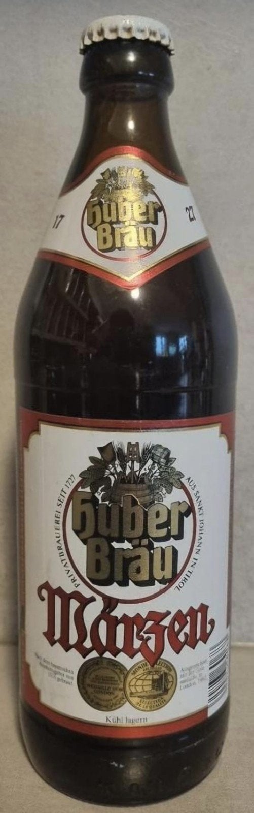 Huber Bräu Märzen '93, St. Johann in Tirol, Oostenrijk, Verzamelen, Biermerken, Ophalen of Verzenden, Zo goed als nieuw, Flesje(s)