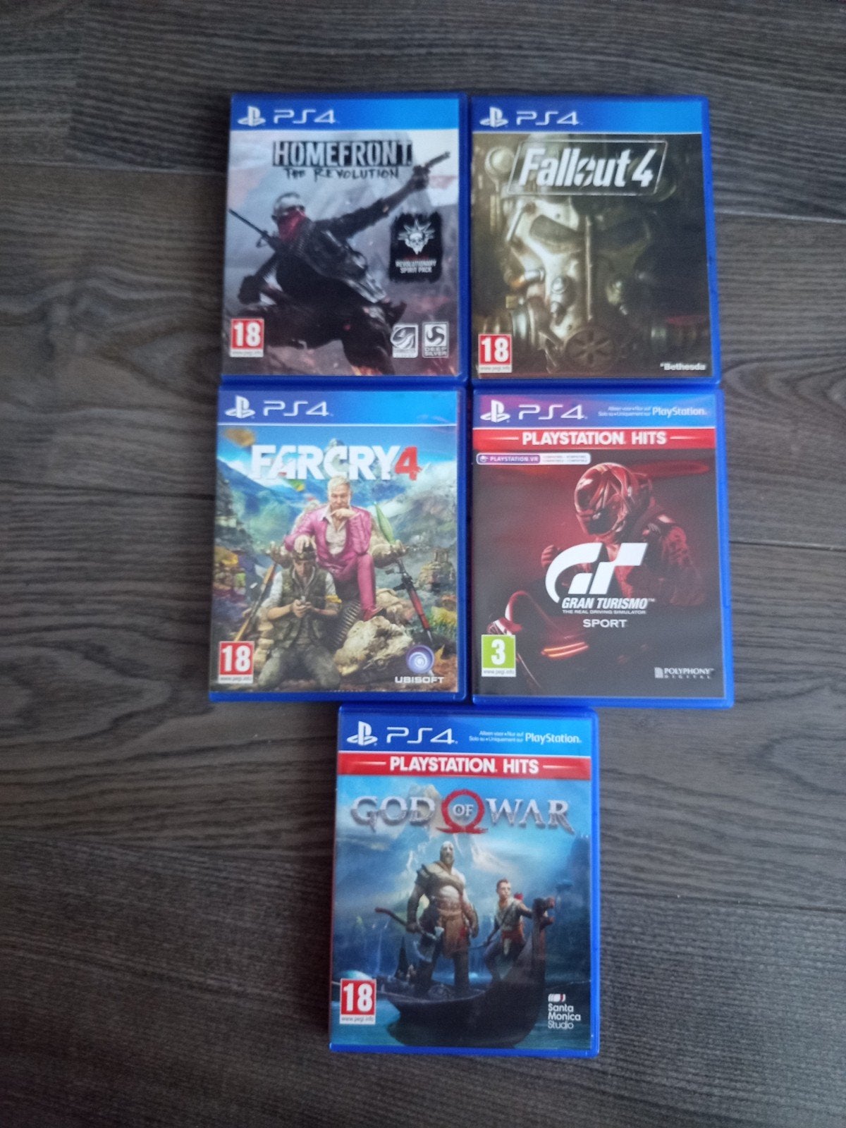 Homefront, Fallout 4, Far Cry 4,Grand turismo God of war, Verzenden, Gebruikt, Avontuur en Actie, Vanaf 18 jaar