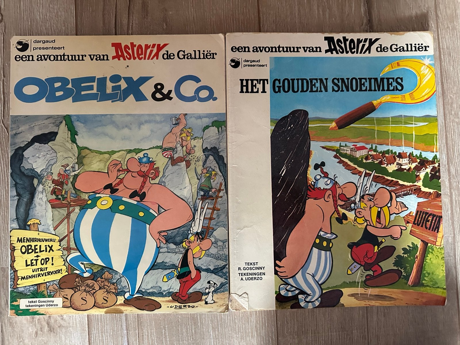 Asterix & Obelix stripboeken: Obelix & Co. en Het Gouden Sno, Meerdere stripboeken, Ophalen of Verzenden, Gelezen